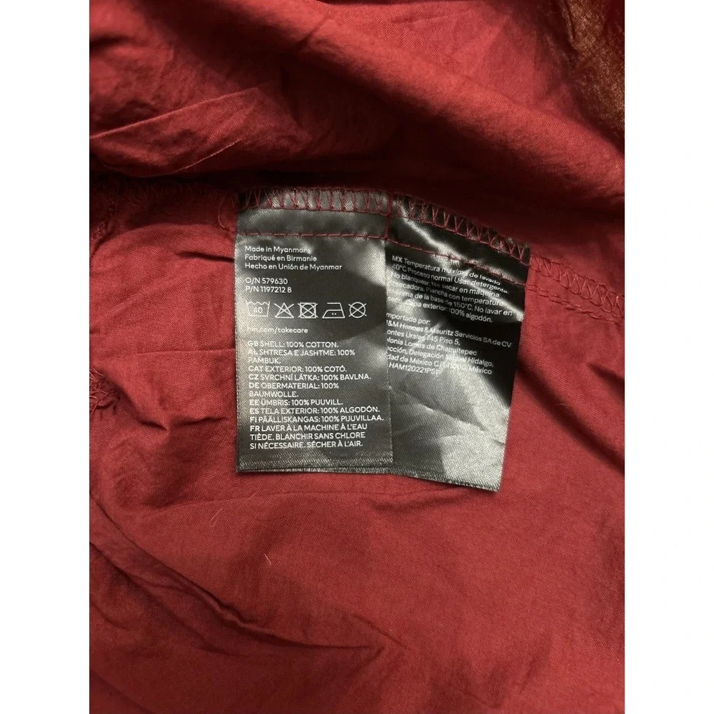 NWT H&M 2T Red Maroon Dress Eyelet Collared Long Sleeve Cotton New